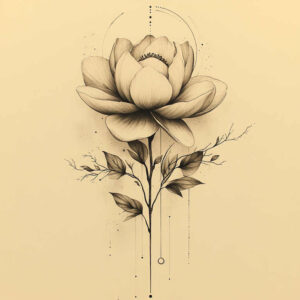 flowers-with-ornamentation – tattoo design ideas free ai generated – realism-blended-gradients – for-lower-leg – Gallery: other-flowers-inkby-ai