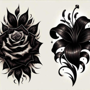 flowers-with-pattern – tattoo design ideas free ai generated – realism-realistic-gleam – for-side – Gallery: other-flowers-inkby-ai