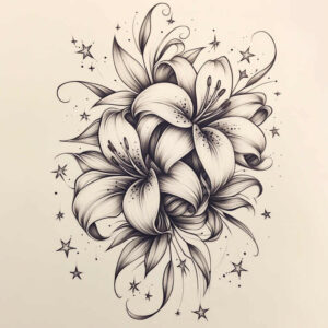 flowers-with-shading – tattoo design ideas free ai generated – neotraditional-enhanced-shading – for-nape – Gallery: other-flowers-inkby-ai