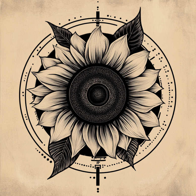 ornamental-flower-tattoo – tattoo design ideas free ai generated – neotraditional-crisp-lines – for-side – Gallery: other-flowers-inkby-ai