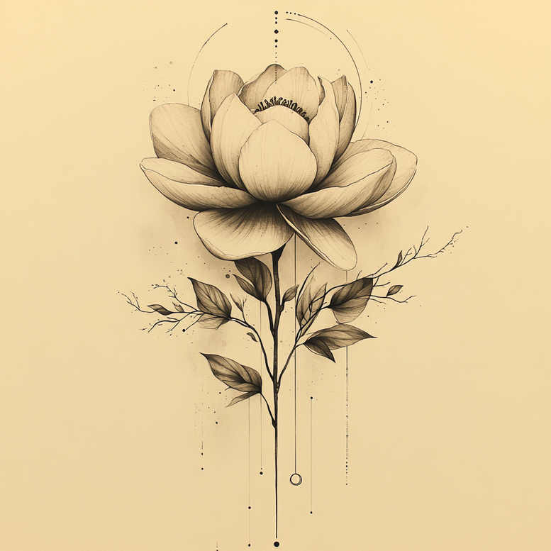 other-flowers tattoo design ideas single color artistic for sternum