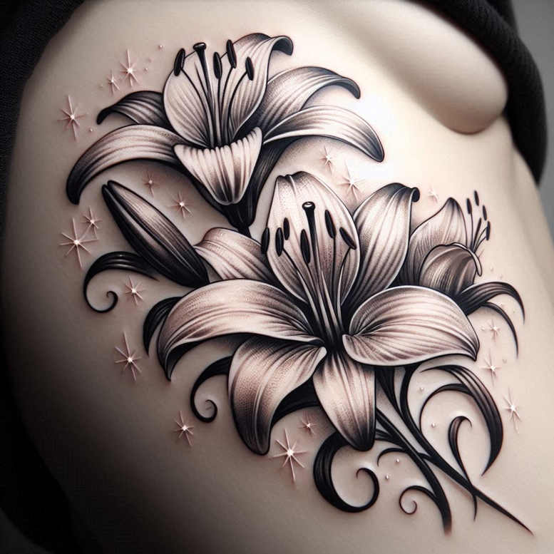 other-flowers tattoo design ideas no fill detailed petals symbol of endurance