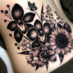 other-flowers tattoo design ideas quiet smooth lines for nape
