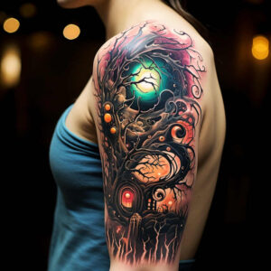 gentle – tattoo design ideas free ai generated – realism-reflective-light – for-lower-back – Gallery: other-other-inkby-ai
