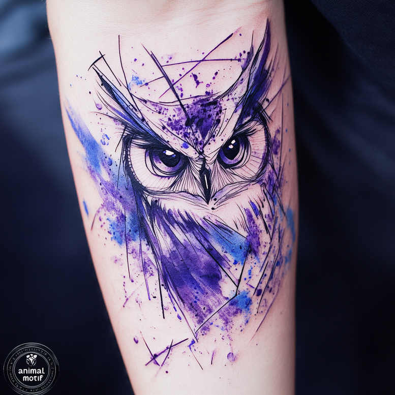 owl-detail-tattoo – tattoo design ideas free ai generated – neotraditional-dynamic-linework – for-lower-chest – Gallery: owls-inkby-ai