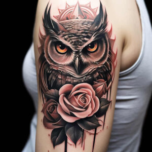 owl-wave-tattoo – tattoo design ideas free ai generated – surrealism-metaphysical – for-back – Gallery: owls-inkby-ai