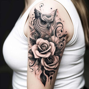owls tattoo design ideas clean fill dark background symbol of resilience
