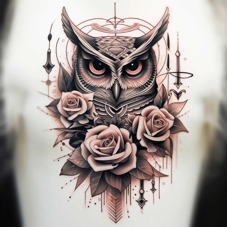 owls tattoo design ideas true rendering dynamic for outer arm