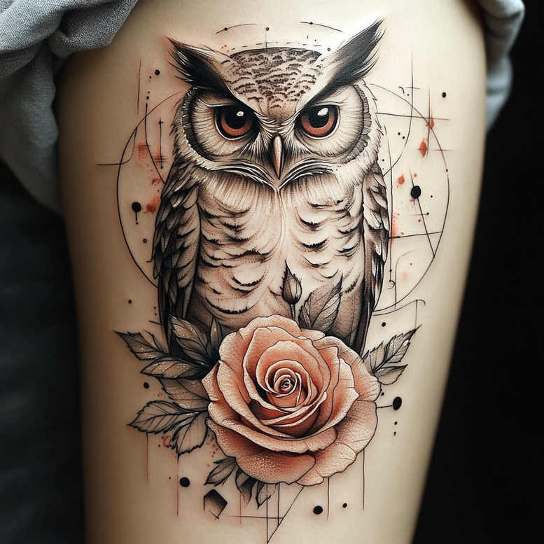 owls tattoo design ideas decorative elements feathers symbol of strength