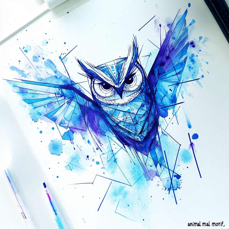 owls tattoo design ideas deep-shading flight for knee