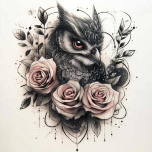 owls tattoo design ideas Surrealism fragmentation night for shin
