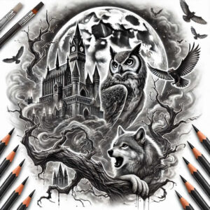 owls tattoo design ideas Surrealism unconscious imagery wild for behind ear