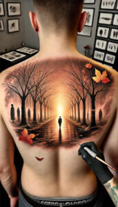 path-with-shading – tattoo design ideas free ai generated – surrealism-mysterious – for-back – Gallery: path-road-inkby-ai