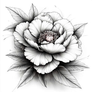 minimalist-peony-tattoo – tattoo design ideas free ai generated – bare – for-upper-shoulder – Gallery: peonies-inkby-ai