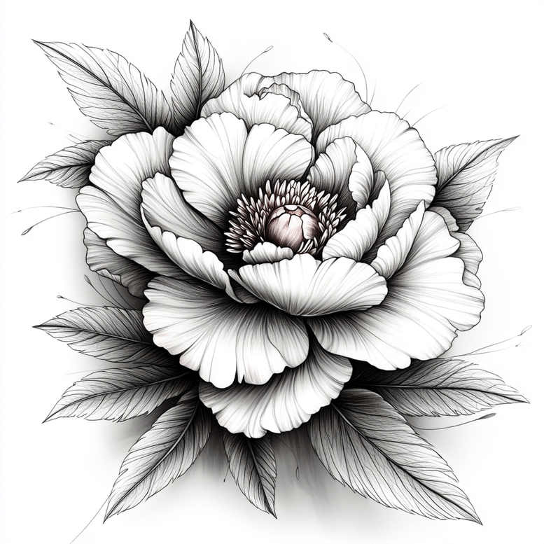 minimalist-peony-tattoo – tattoo design ideas free ai generated – bare – for-upper-shoulder – Gallery: peonies-inkby-ai