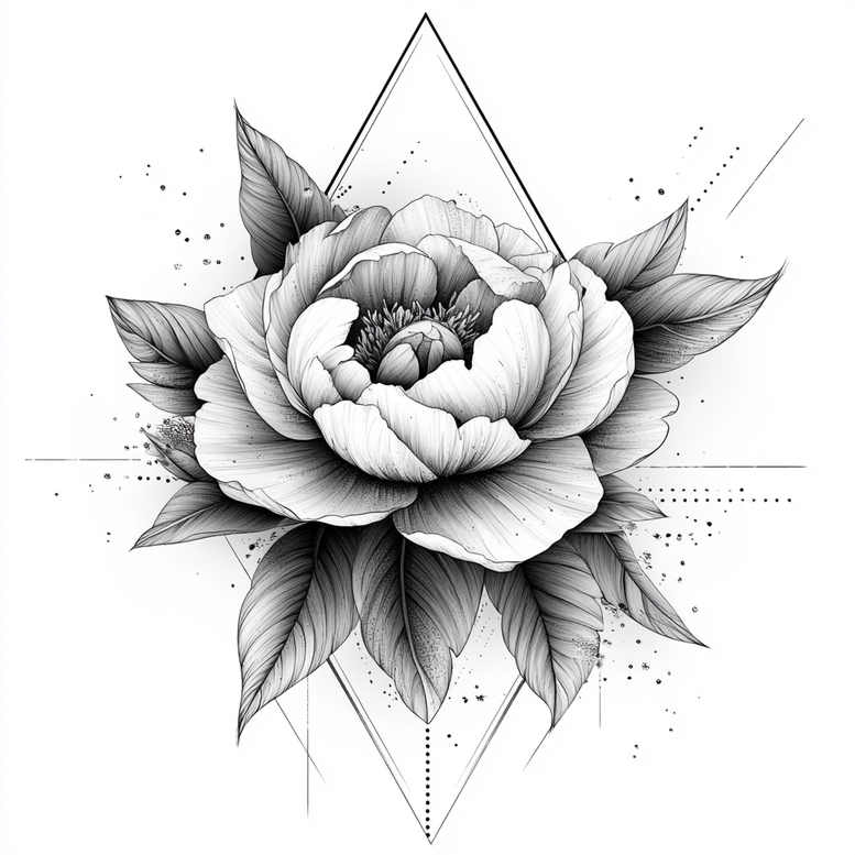 ornamental-peony-tattoo – tattoo design ideas free ai generated – gentle-angle – for-toe – Gallery: peonies-inkby-ai