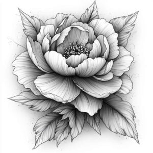 peony-symbolic-meaning-tattoo – tattoo design ideas free ai generated – discreet – for-temple – Gallery: peonies-inkby-ai