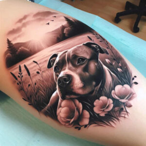 pets-tattoo-ideas – tattoo design ideas free ai generated – no-shading – for-back – Gallery: pets-inkby-ai