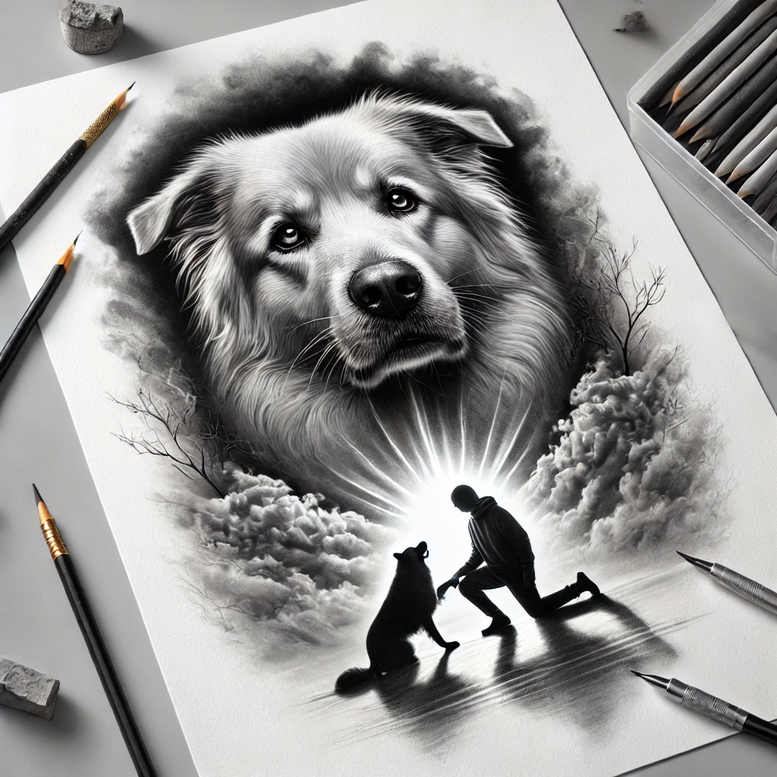 pets-tattoo-ideas – tattoo design ideas free ai generated – thin-line – for-chest – Gallery: pets-inkby-ai
