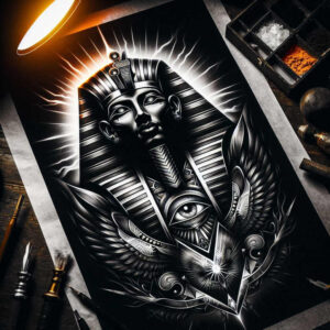 for-women – tattoo design ideas free ai generated – surrealism-unconscious-imagery – for-forearm – Gallery: pharaoh-inkby-ai