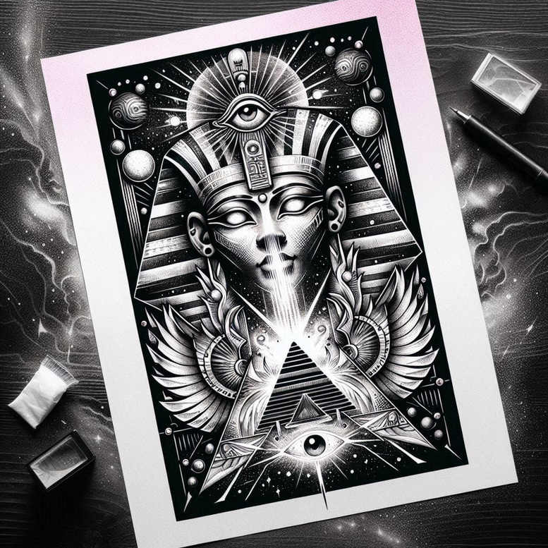 pharaoh-and-history – tattoo design ideas free ai generated – neotraditional-modern-classic – for-spine – Gallery: pharaoh-inkby-ai
