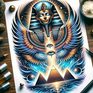 pharaoh-in-art – tattoo design ideas free ai generated – neotraditional-textured-shading – for-palm – Gallery: pharaoh-inkby-ai