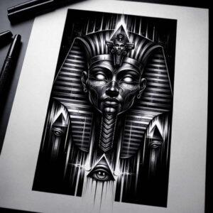 pharaoh-realistic-tattoo – tattoo design ideas free ai generated – realism-gradient-tones – for-nape – Gallery: pharaoh-inkby-ai