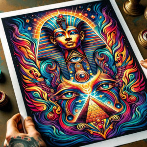 pharaoh-realistic-tattoo – tattoo design ideas free ai generated – surrealism-fluid-forms – for-lower-thigh – Gallery: pharaoh-inkby-ai