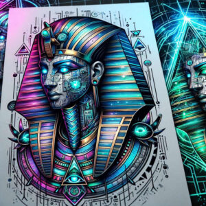 pharaoh-spirituality – tattoo design ideas free ai generated – surrealism-chromatic-flux – for-ribs – Gallery: pharaoh-inkby-ai