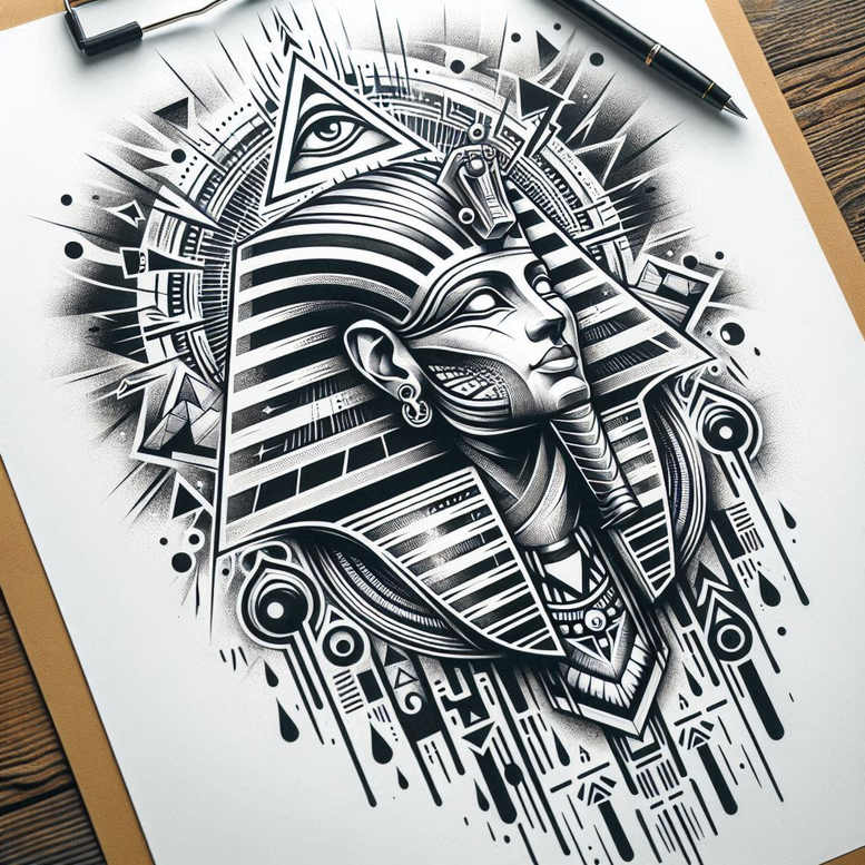 pharaoh-strength-symbol – tattoo design ideas free ai generated – neotraditional-color-saturation – for-foot – Gallery: pharaoh-inkby-ai