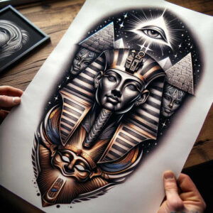 pharaoh-strength-symbol – tattoo design ideas free ai generated – realism-natural-color-palette – for-neck – Gallery: pharaoh-inkby-ai