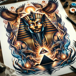 pharaoh-tattoo – tattoo design ideas free ai generated – realism-soft-highlights – for-shoulder – Gallery: pharaoh-inkby-ai