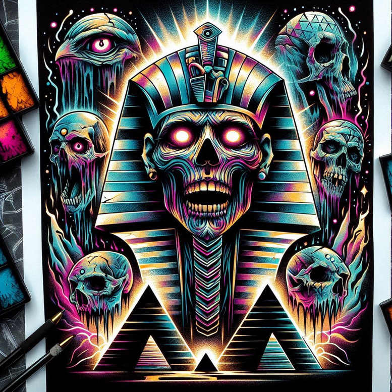 pharaoh-with-cult – tattoo design ideas free ai generated – realism-soft-focus – for-upper-thigh – Gallery: pharaoh-inkby-ai