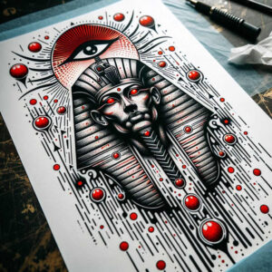 pharaoh-with-egyptian-symbols – tattoo design ideas free ai generated – realism-visual-accuracy – for-hip – Gallery: pharaoh-inkby-ai