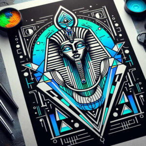 pharaoh-with-goddess-isis – tattoo design ideas free ai generated – realism-detailed-rendering – for-stomach – Gallery: pharaoh-inkby-ai