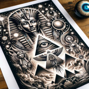pharaoh-with-life-and-death-symbol – tattoo design ideas free ai generated – realism-anatomical-accuracy – for-neck – Gallery: pharaoh-inkby-ai