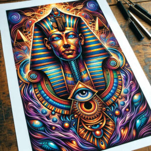 pharaoh-with-life-symbols – tattoo design ideas free ai generated – realism-living-skin – for-collarbone – Gallery: pharaoh-inkby-ai