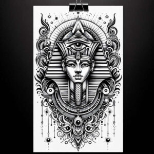 pharaoh-with-power-symbol – tattoo design ideas free ai generated – neotraditional-solid-fill – for-palm – Gallery: pharaoh-inkby-ai