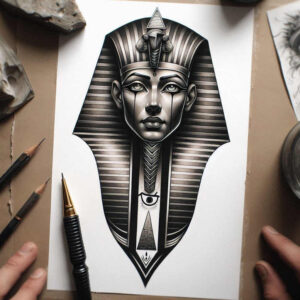 pharaoh-with-royal-motif – tattoo design ideas free ai generated – surrealism-unreal – for-wrist – Gallery: pharaoh-inkby-ai