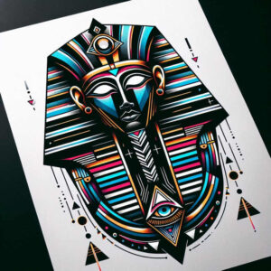 pharaoh-with-scepter – tattoo design ideas free ai generated – neotraditional-accent-shading – for-inner-arm – Gallery: pharaoh-inkby-ai