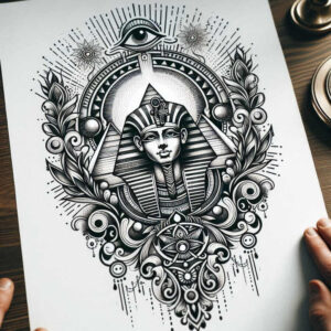 pharaoh-with-symbol – tattoo design ideas free ai generated – realism-emotional-realism – for-wrist – Gallery: pharaoh-inkby-ai