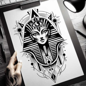 ruler-of-egypt – tattoo design ideas free ai generated – surrealism-altered-reality – for-wrist – Gallery: pharaoh-inkby-ai