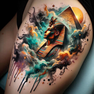 pharaoh tattoo design ideas contrasting colors ancient egypt for heel