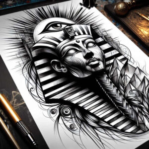 pharaoh tattoo design ideas Surrealism mysterious ancient egypt stands for courage