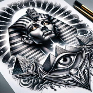 pharaoh tattoo design ideas hyperrealistic antiquity for outer arm