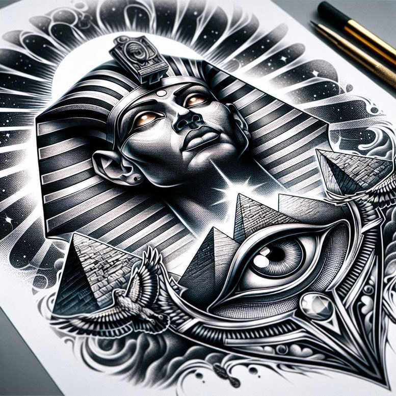 pharaoh tattoo design ideas hyperrealistic antiquity for outer arm