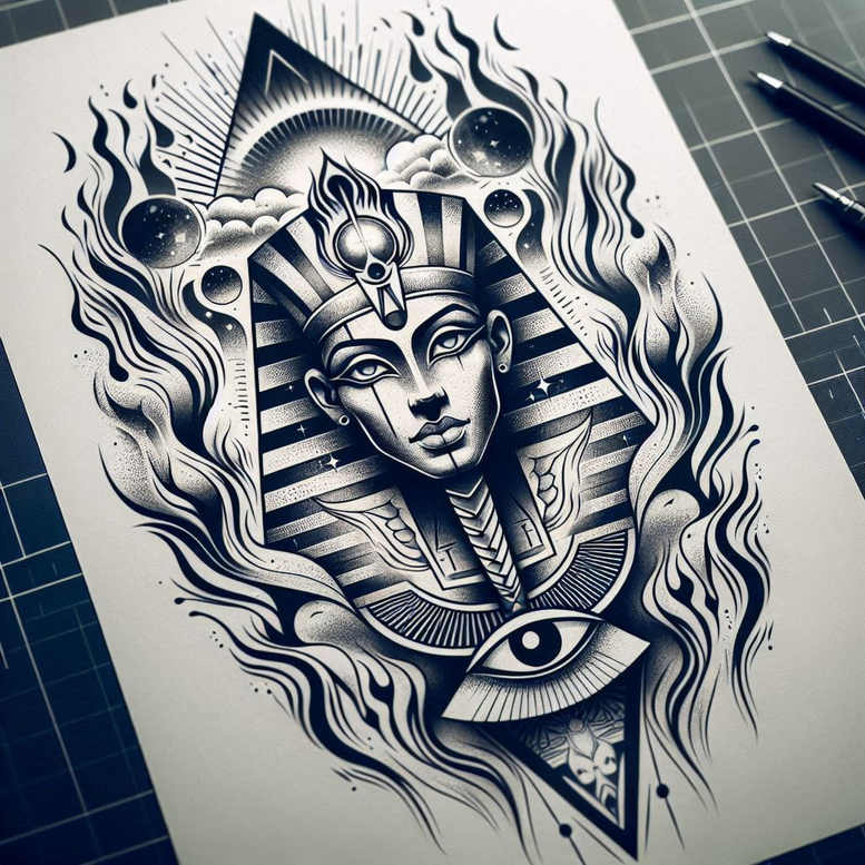 pharaoh tattoo design ideas Surrealism phantasm crown endurance and power
