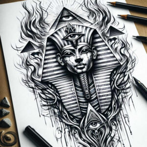 pharaoh tattoo design ideas vintage influence dynasty for back of neck