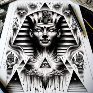 pharaoh tattoo design ideas vivid gradients egypt embodying determination