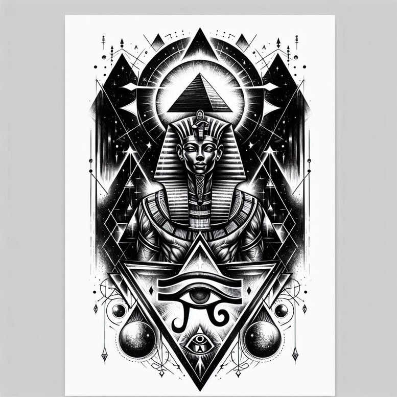 pharaoh tattoo design ideas Surrealism vibrant contrasts egypt for upper chest